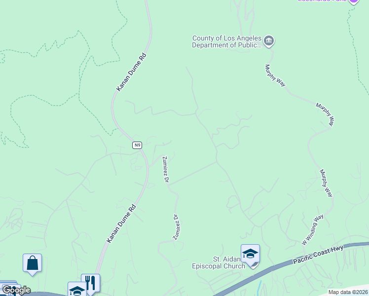 map of restaurants, bars, coffee shops, grocery stores, and more near 5810 1/2 Zumirez Drive in Malibu