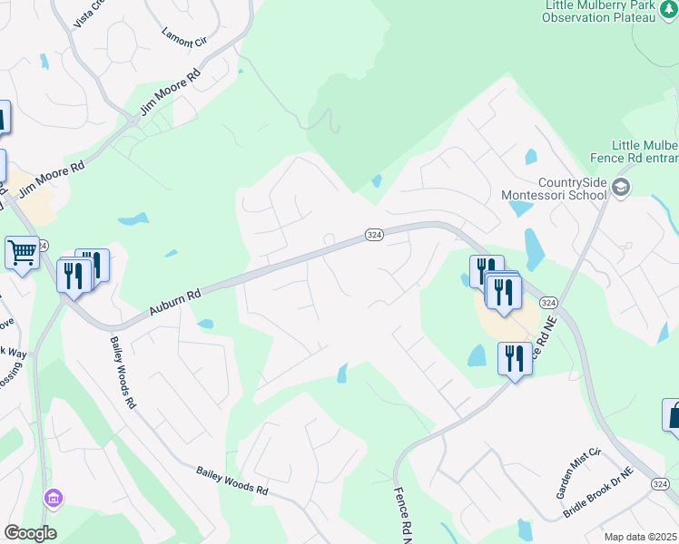 map of restaurants, bars, coffee shops, grocery stores, and more near 965 Mulberry Bay Drive in Dacula