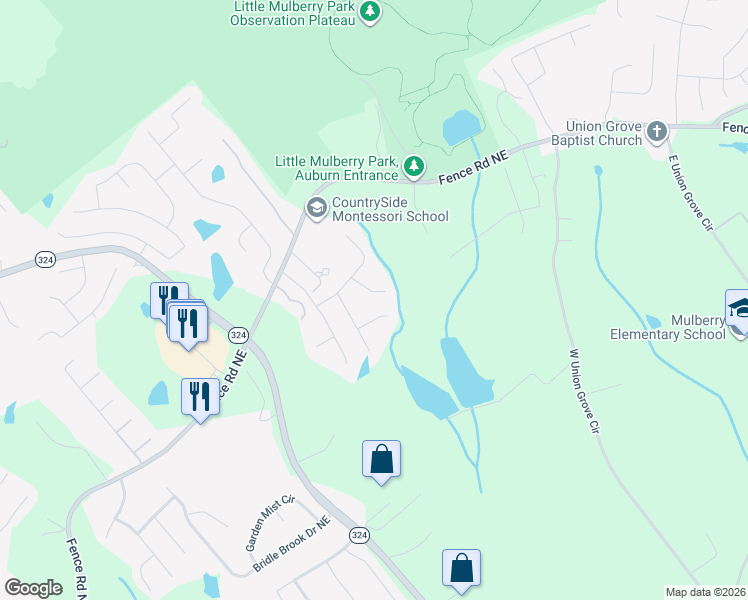 map of restaurants, bars, coffee shops, grocery stores, and more near 694 Durham Run Court in Auburn