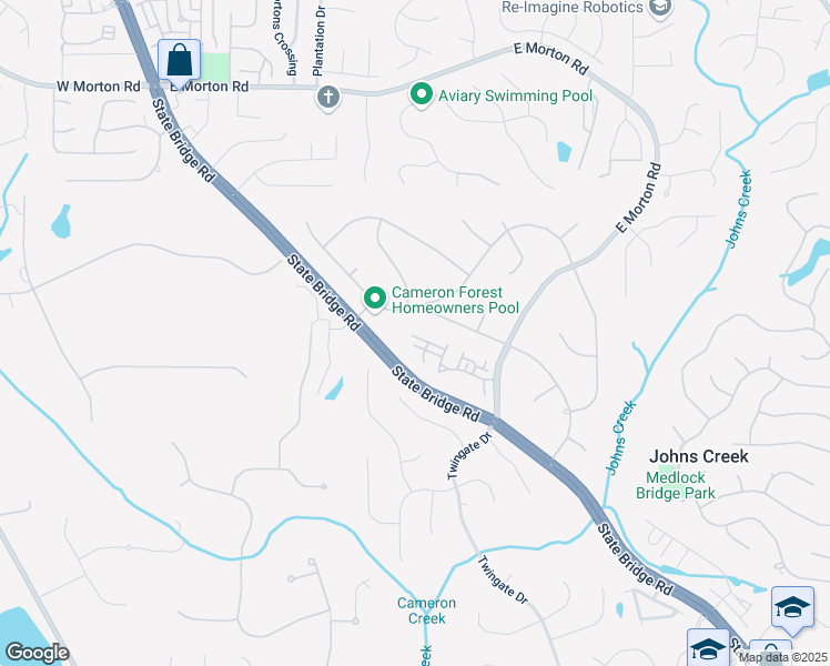 map of restaurants, bars, coffee shops, grocery stores, and more near 5120 Meridian Lane in Alpharetta