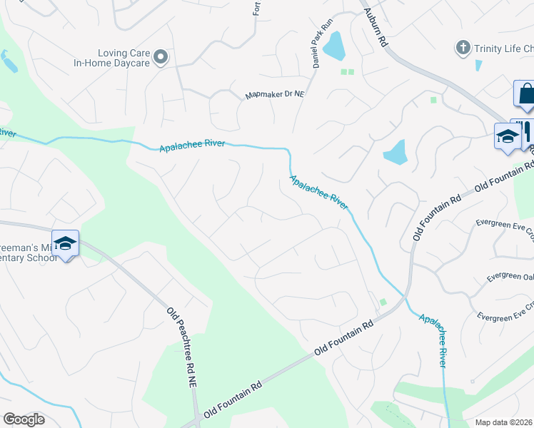 map of restaurants, bars, coffee shops, grocery stores, and more near Cordillo Drive in Dacula