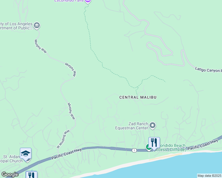 map of restaurants, bars, coffee shops, grocery stores, and more near 27311 Winding Way in Malibu