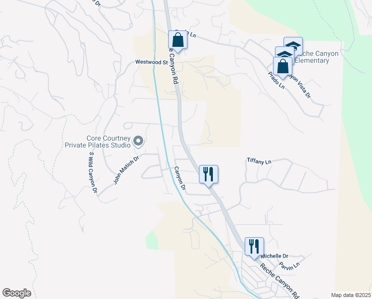 map of restaurants, bars, coffee shops, grocery stores, and more near Reche Canyon Road in Colton