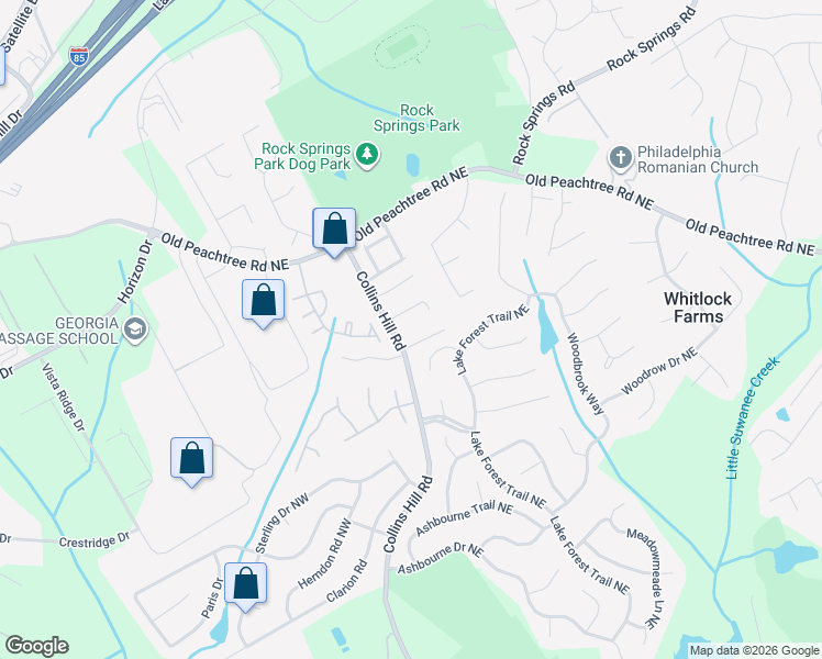 map of restaurants, bars, coffee shops, grocery stores, and more near 347 Collins Glen Court in Lawrenceville