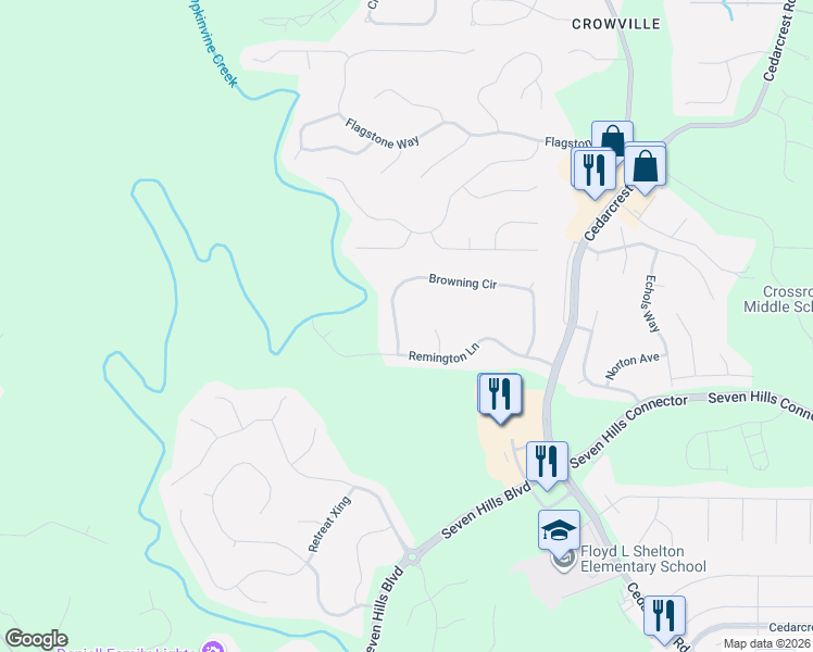 map of restaurants, bars, coffee shops, grocery stores, and more near 512 Browning Circle in Acworth