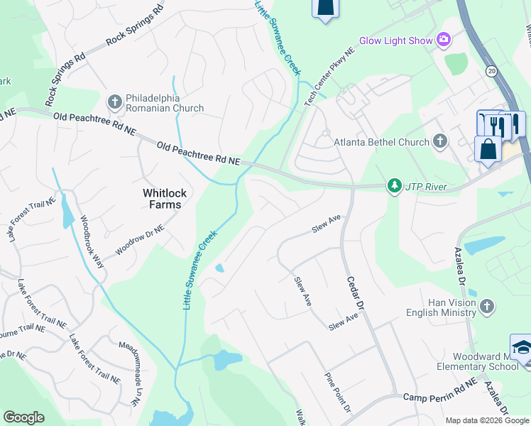map of restaurants, bars, coffee shops, grocery stores, and more near 2329 1 World Court Northeast in Lawrenceville