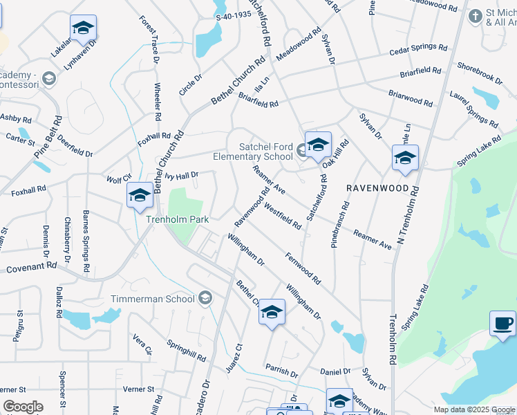 map of restaurants, bars, coffee shops, grocery stores, and more near 4902 Westfield Road in Columbia