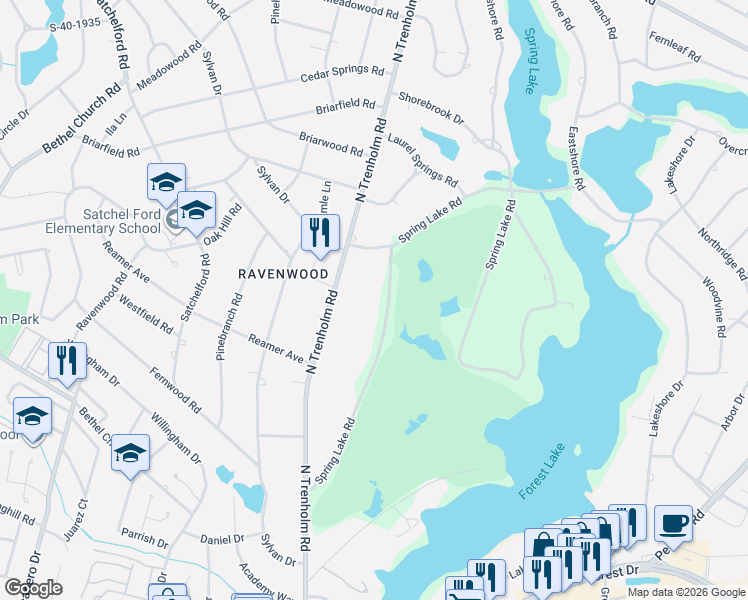 map of restaurants, bars, coffee shops, grocery stores, and more near 5820 North Trenholm Road in Columbia