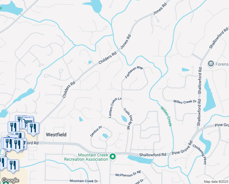map of restaurants, bars, coffee shops, grocery stores, and more near 4864 Grandview Trace in Roswell
