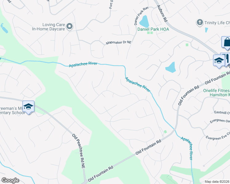 map of restaurants, bars, coffee shops, grocery stores, and more near 2530 Cordillo Drive in Dacula