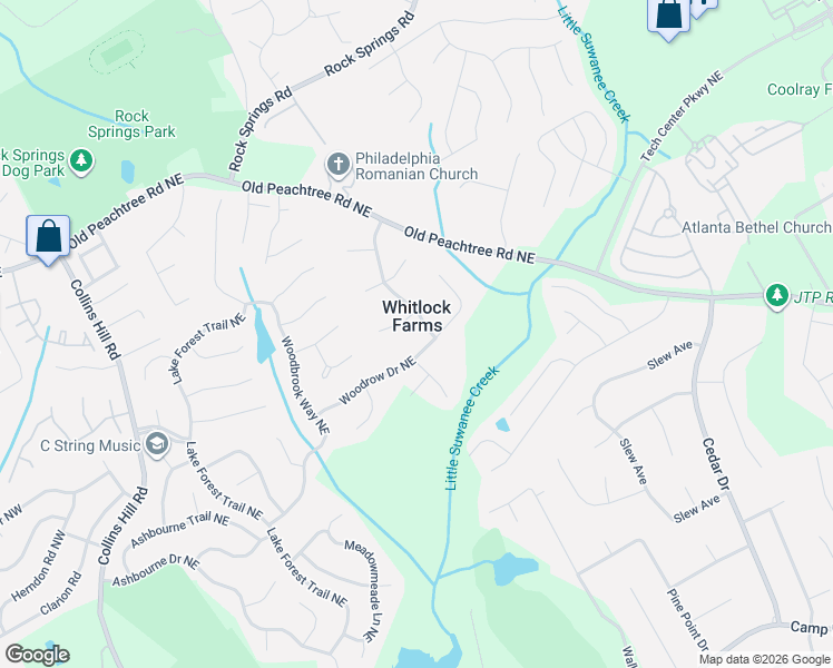 map of restaurants, bars, coffee shops, grocery stores, and more near 607 Saranel Court Northeast in Lawrenceville