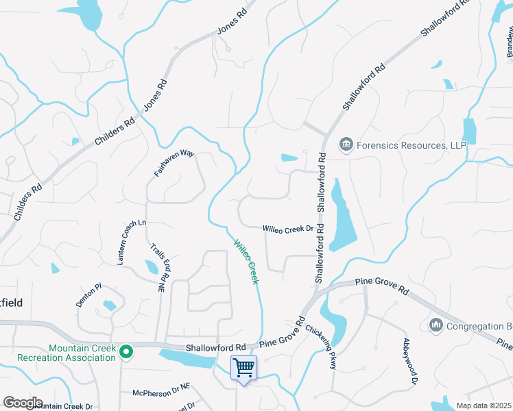 map of restaurants, bars, coffee shops, grocery stores, and more near 2095 Shallowford Park Manor in Roswell