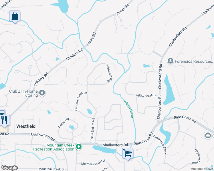 map of restaurants, bars, coffee shops, grocery stores, and more near 4955 Fairhaven Way in Roswell