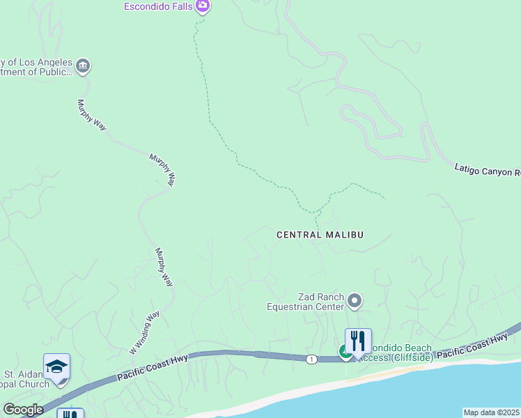 map of restaurants, bars, coffee shops, grocery stores, and more near 27311 Winding Way in Malibu