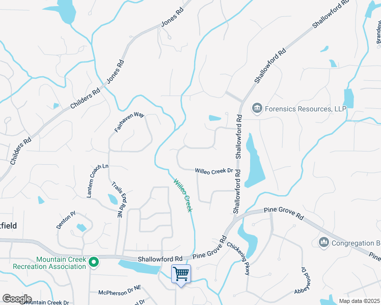 map of restaurants, bars, coffee shops, grocery stores, and more near 2095 Shallowford Park Manor in Roswell