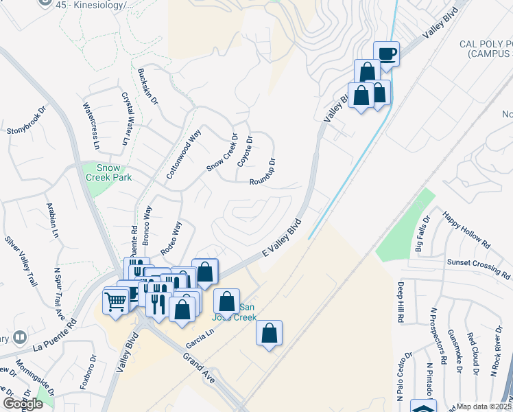 map of restaurants, bars, coffee shops, grocery stores, and more near 22085 Manarola Way in Walnut