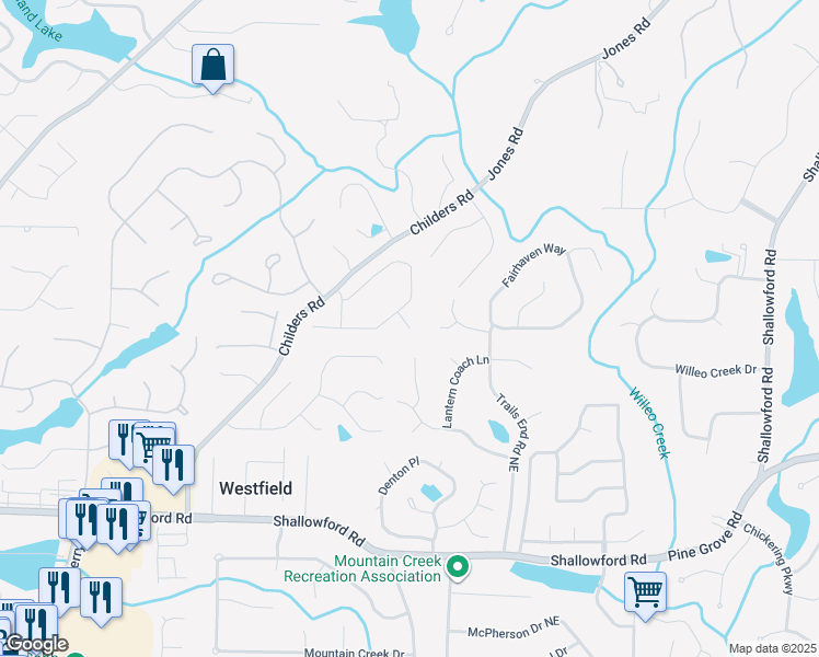 map of restaurants, bars, coffee shops, grocery stores, and more near 3265 Ellenwood Court Northeast in Roswell
