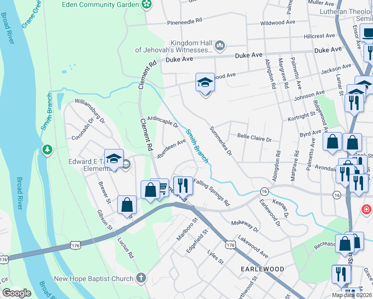 map of restaurants, bars, coffee shops, grocery stores, and more near 3716 Ardincaple Drive in Columbia