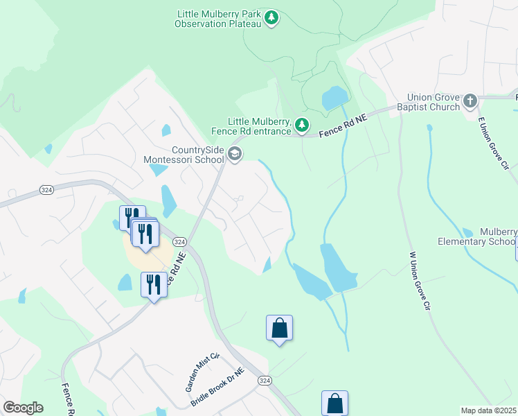 map of restaurants, bars, coffee shops, grocery stores, and more near 3649 Durham Run Way in Auburn
