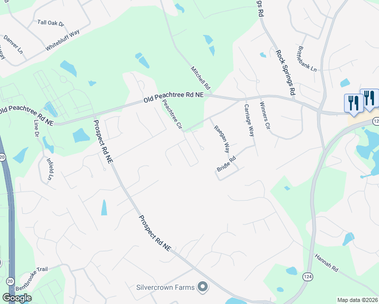 map of restaurants, bars, coffee shops, grocery stores, and more near 2006 Jameson Circle Northeast in Lawrenceville