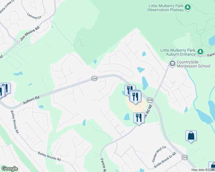 map of restaurants, bars, coffee shops, grocery stores, and more near 3555 Lynley Mill Drive in Dacula