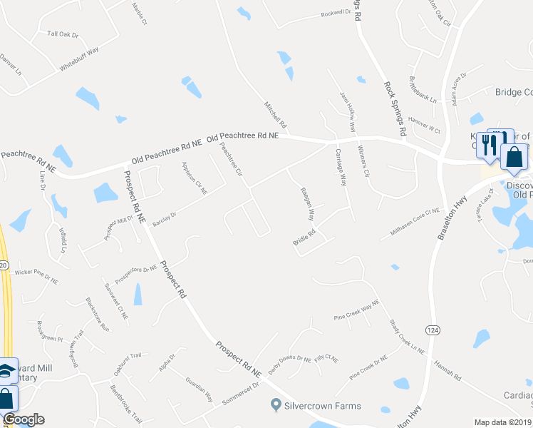 map of restaurants, bars, coffee shops, grocery stores, and more near 2006 Jameson Circle Northeast in Lawrenceville