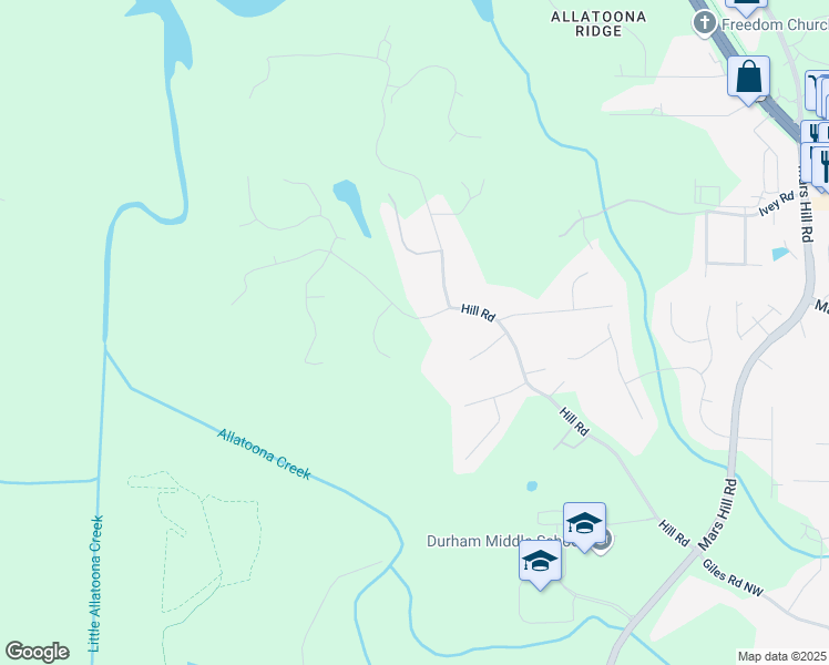 map of restaurants, bars, coffee shops, grocery stores, and more near 5341 Hill Road in Acworth