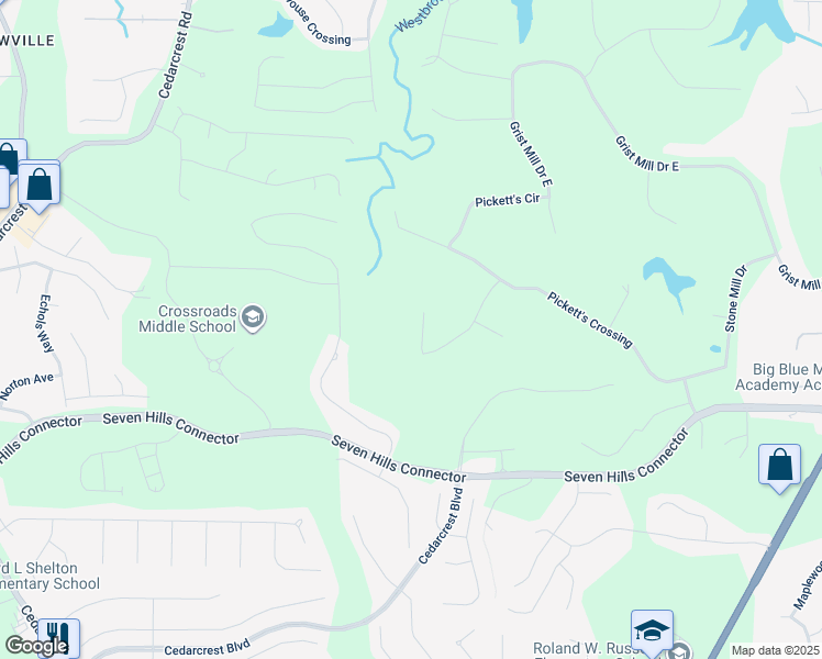 map of restaurants, bars, coffee shops, grocery stores, and more near 297 Pickett's Trce in Acworth