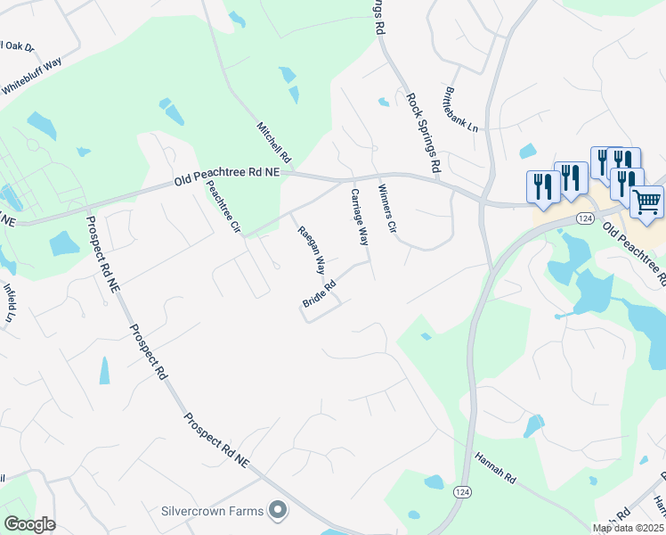 map of restaurants, bars, coffee shops, grocery stores, and more near 1717 Dylan Place in Lawrenceville