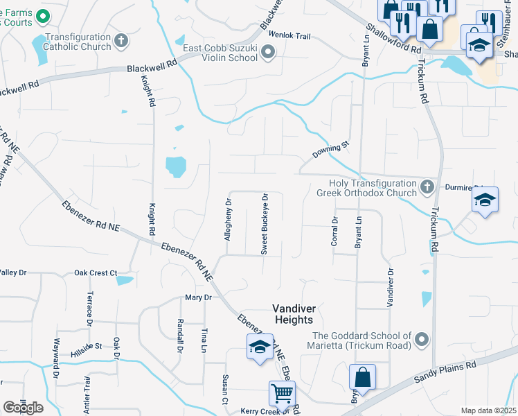 map of restaurants, bars, coffee shops, grocery stores, and more near 3276 Catkin Court in Marietta
