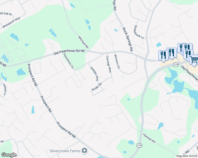 map of restaurants, bars, coffee shops, grocery stores, and more near 1707 Dylan Place in Lawrenceville