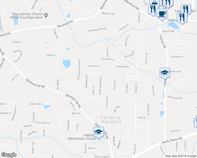map of restaurants, bars, coffee shops, grocery stores, and more near 3276 Catkin Court in Marietta