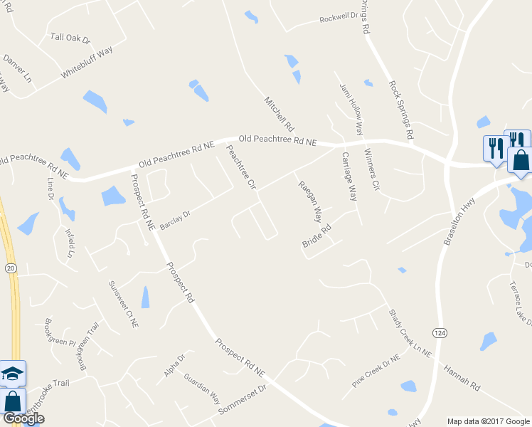 map of restaurants, bars, coffee shops, grocery stores, and more near 2006 Jameson Circle Northeast in Lawrenceville
