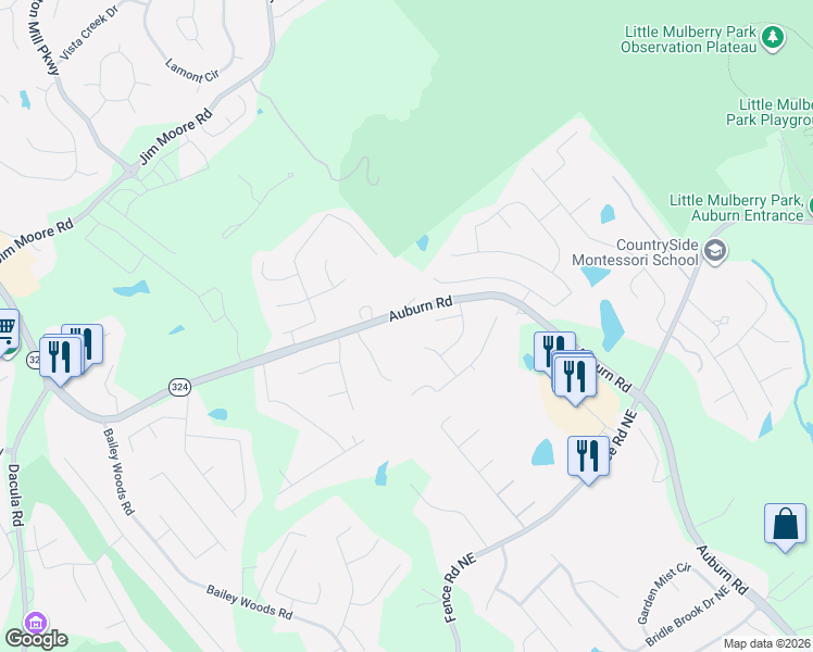 map of restaurants, bars, coffee shops, grocery stores, and more near 931 Georgia 324 in Dacula