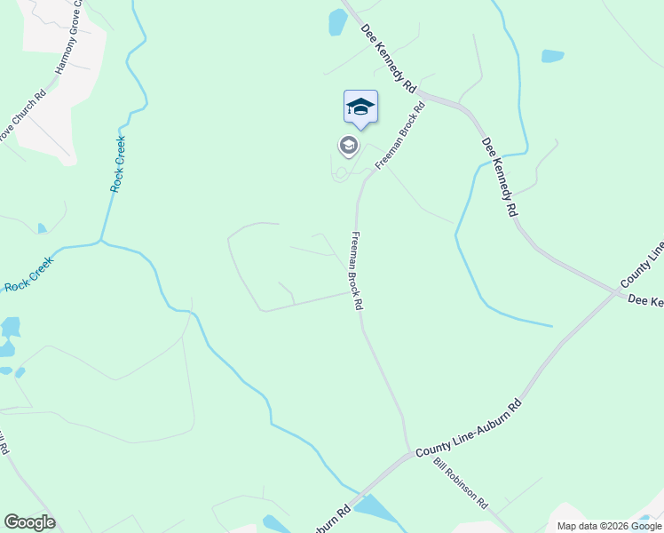 map of restaurants, bars, coffee shops, grocery stores, and more near 548 Freeman Brock Road in Auburn