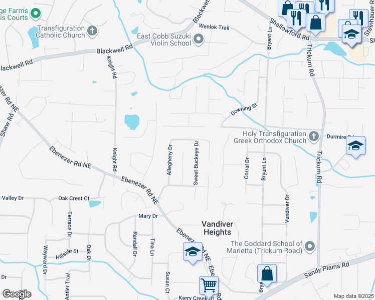 map of restaurants, bars, coffee shops, grocery stores, and more near 3276 Catkin Court in Marietta
