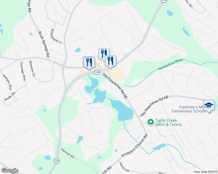 map of restaurants, bars, coffee shops, grocery stores, and more near 1830 Sunset Harbour Point in Lawrenceville