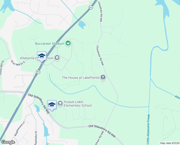 map of restaurants, bars, coffee shops, grocery stores, and more near 3239 Deer Valley Drive Northwest in Acworth