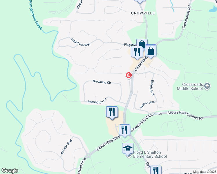 map of restaurants, bars, coffee shops, grocery stores, and more near 257 Browning Circle in Acworth