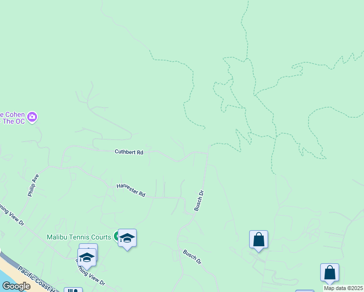 map of restaurants, bars, coffee shops, grocery stores, and more near 29685 Cuthbert Road in Malibu