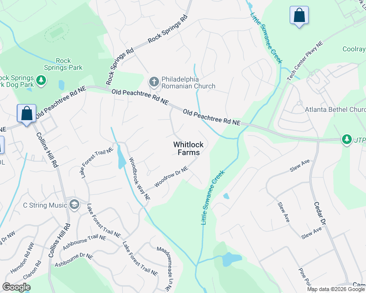 map of restaurants, bars, coffee shops, grocery stores, and more near 607 Saranel Court Northeast in Lawrenceville