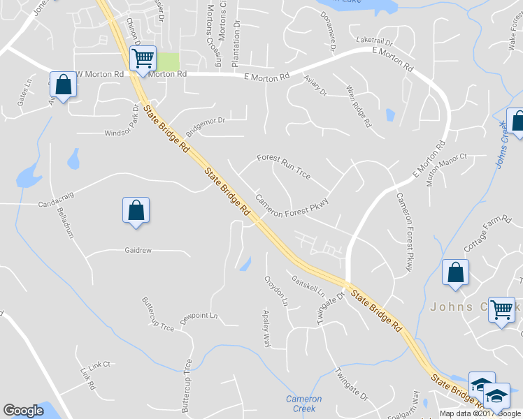 map of restaurants, bars, coffee shops, grocery stores, and more near 5070 Cameron Forest Parkway in Alpharetta