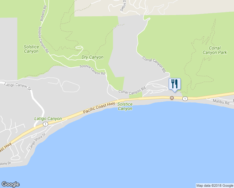 map of restaurants, bars, coffee shops, grocery stores, and more near 26023 Pacific Coast Highway in Malibu