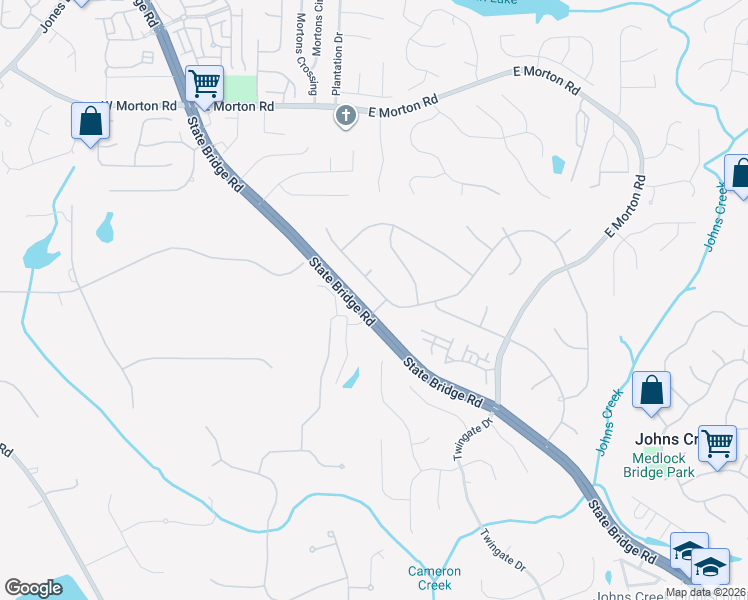 map of restaurants, bars, coffee shops, grocery stores, and more near 5070 Cameron Forest Parkway in Alpharetta