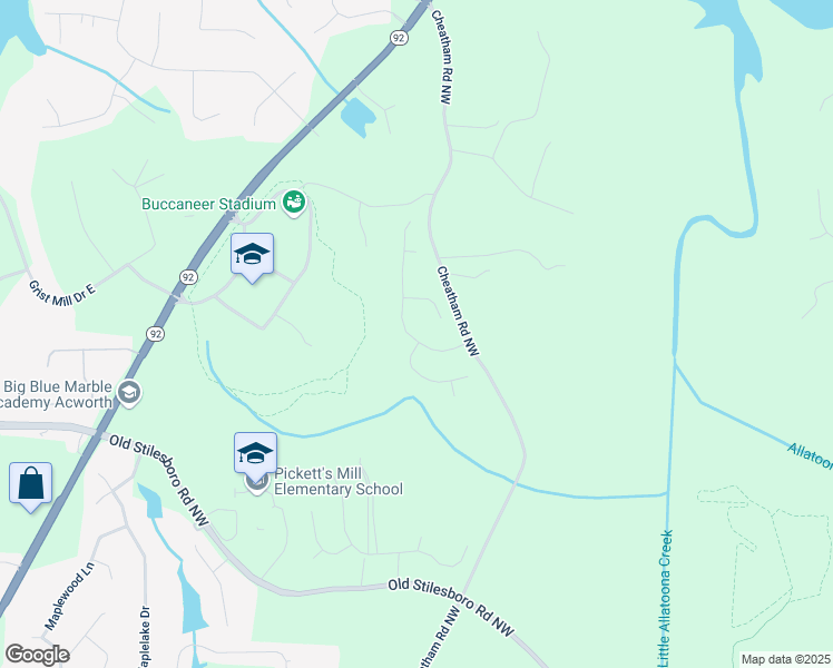 map of restaurants, bars, coffee shops, grocery stores, and more near 3230 Deer Valley Drive Northwest in Acworth
