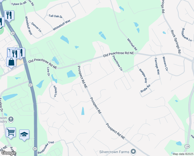 map of restaurants, bars, coffee shops, grocery stores, and more near 1390 Barclay Drive in Lawrenceville
