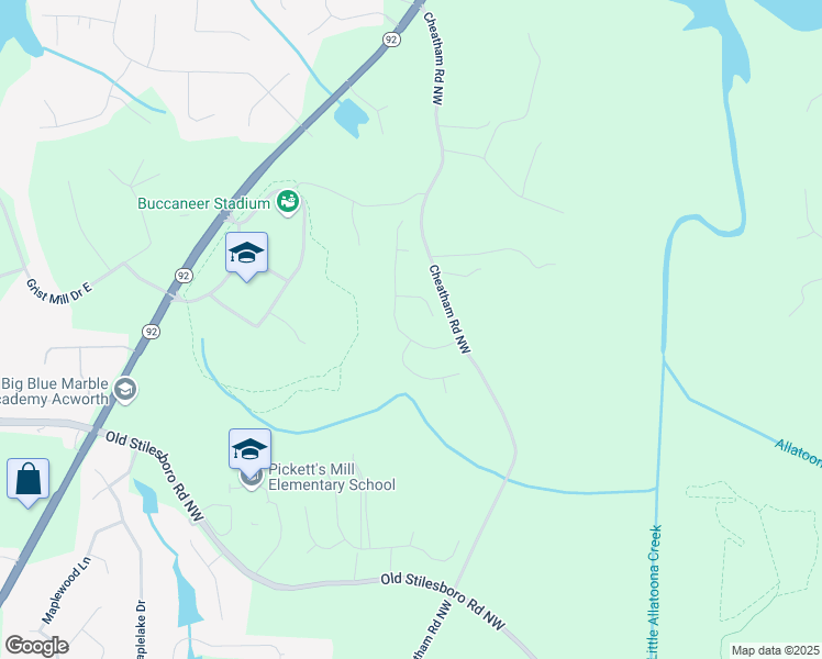 map of restaurants, bars, coffee shops, grocery stores, and more near 3230 Deer Valley Drive Northwest in Acworth