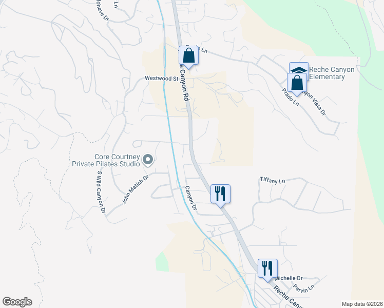 map of restaurants, bars, coffee shops, grocery stores, and more near 8234 Reche Canyon Road in Colton