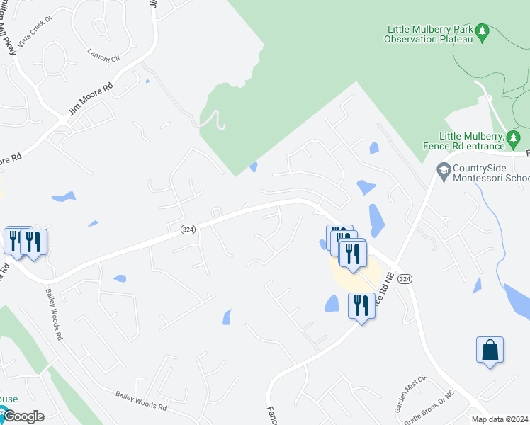 map of restaurants, bars, coffee shops, grocery stores, and more near 929 Bradford View Court in Dacula