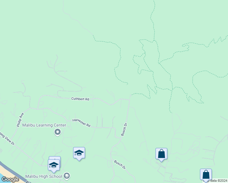 map of restaurants, bars, coffee shops, grocery stores, and more near 29675 Cuthbert Road in Malibu